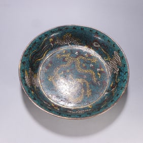 GILT BRONZE & CLOISONNE DRAGON PLATE