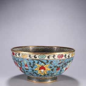 JINGTAI MARK GILT BRONZE FLOWER PATTERN BOWL