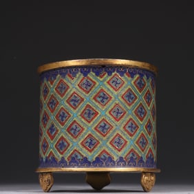 GILT BRONZE & CLOISONNE TRIPOD CENSER