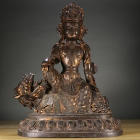 GILT BRONZE MANJUSRI BUDDHA STATUE