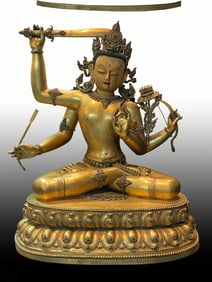 GILT BRONZE MANJUSRI BUDDHA STATUE