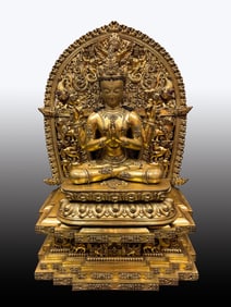 GILT BRONZE GUANYIN BUDDHA STATUE