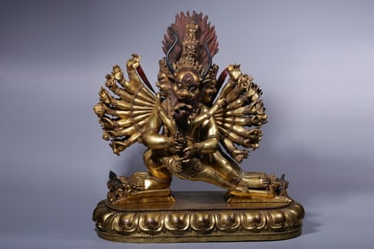 GILT BRONZE YAMANTAKA BUDDHA STATUE