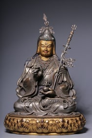 GILT SILVER GEM DECORATED BUDDHA STATUE