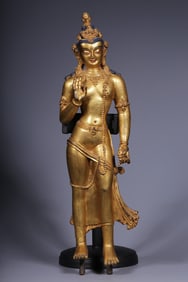 GILT BRONZE GUANYIN BUDDHA STATUE
