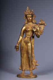 GILT BRONZE GUANYIN BUDDHA STATUE