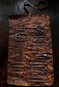 A SET IRON CAST PENDANTS