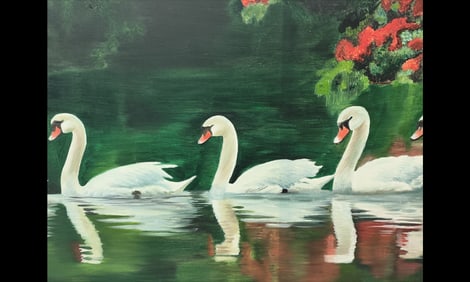 JIE KELIANG MARK SWAN OIL PAINTING