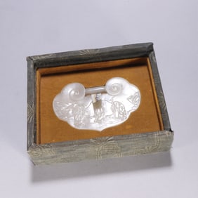 HETIAN JADE FIGURE STORY PING AN LOCK PENDANT