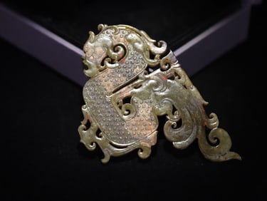 ANTIQUE JADE PHOENIX BIRD PATTERN PENDANT
