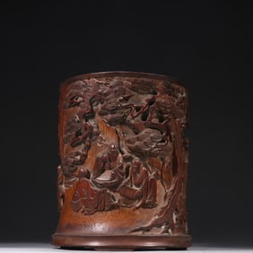 BAMBOO FIGURE STORY BRUSH POT