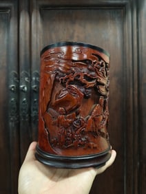 BAMBOO BRUSH POT WITH CERTIFICATE