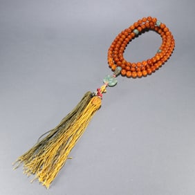 BEESWAX CARVED 108 BUDDHIST BEADS NECKLACE