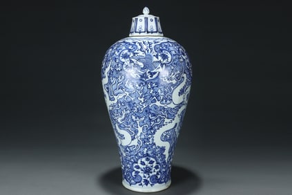 BLUE&WHITE GLAZE DRAGON PATTERN VASE