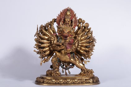 GILT BRONZE YAMANTAKA BUDDHA STATUE