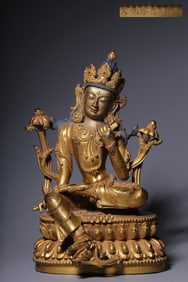 YONGLE MARK GILT BRONZE TARA BUDDHA STATUE