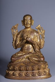 GILT BRONZE TSONGKAHAPA BUDDHA STATUE