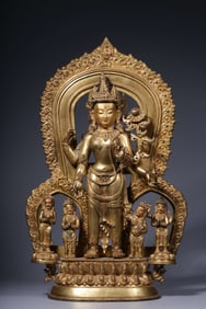 A SET GILT BRONZE GUANYIN BUDDHA STATUES