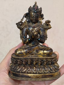 GILT BRONZE MANJUSRI BUDDHA STATUE