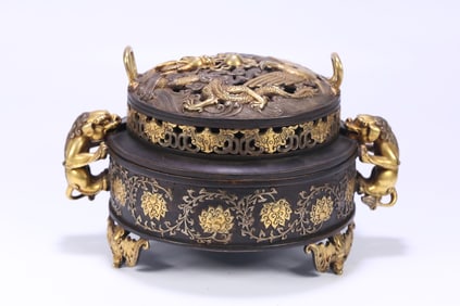 XUANDE MARK GILT BRONZE CENSER
