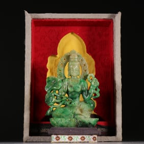JADEITE CARVED GUANYIN BUDDHA STATUE