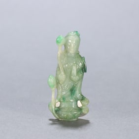 JADEITE CARVED GUANYIN BUDDHA STATUE