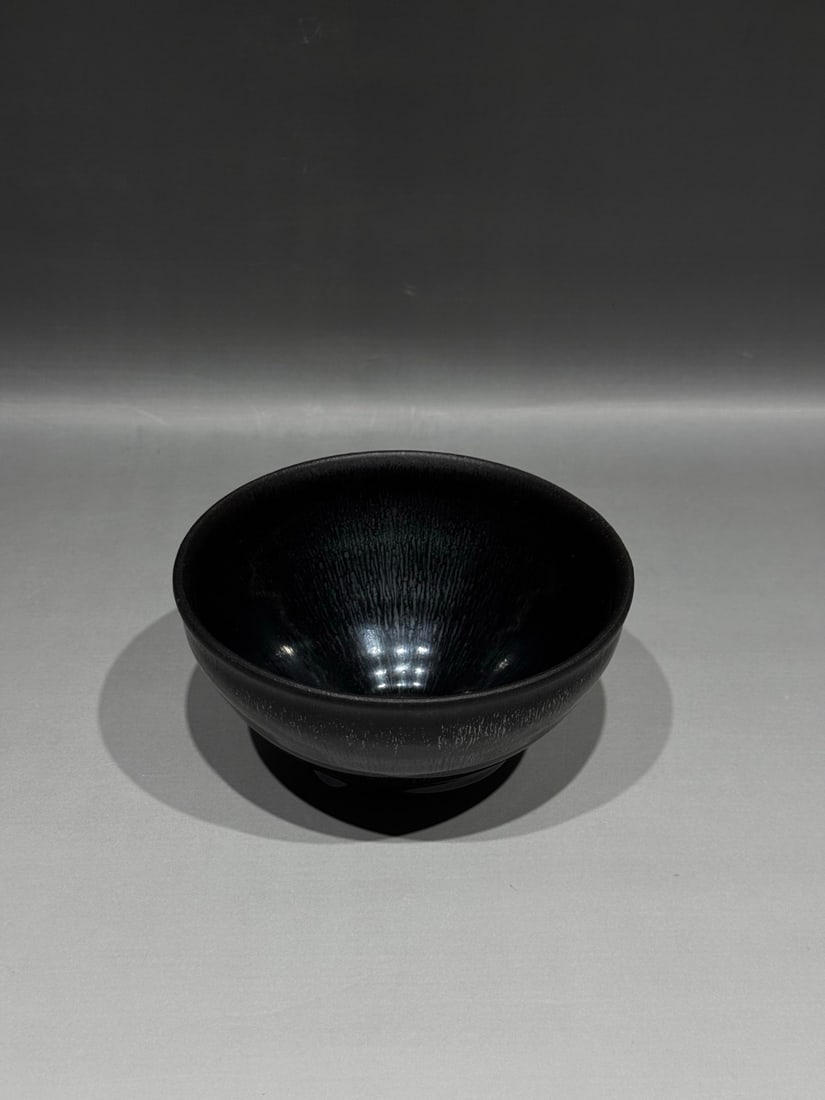 S Song 12th C Jian Black-Glazed Hare’s Fur Bowl: Southern Song Dynasty (1127–1279), 12th century, A Jian ware black-glazed hare’s fur bowl./ Mouth Diameter 12.3 cm / Height 6.1 cm/AI Authentication: Attributed to Jian ware (Fujian), considered a