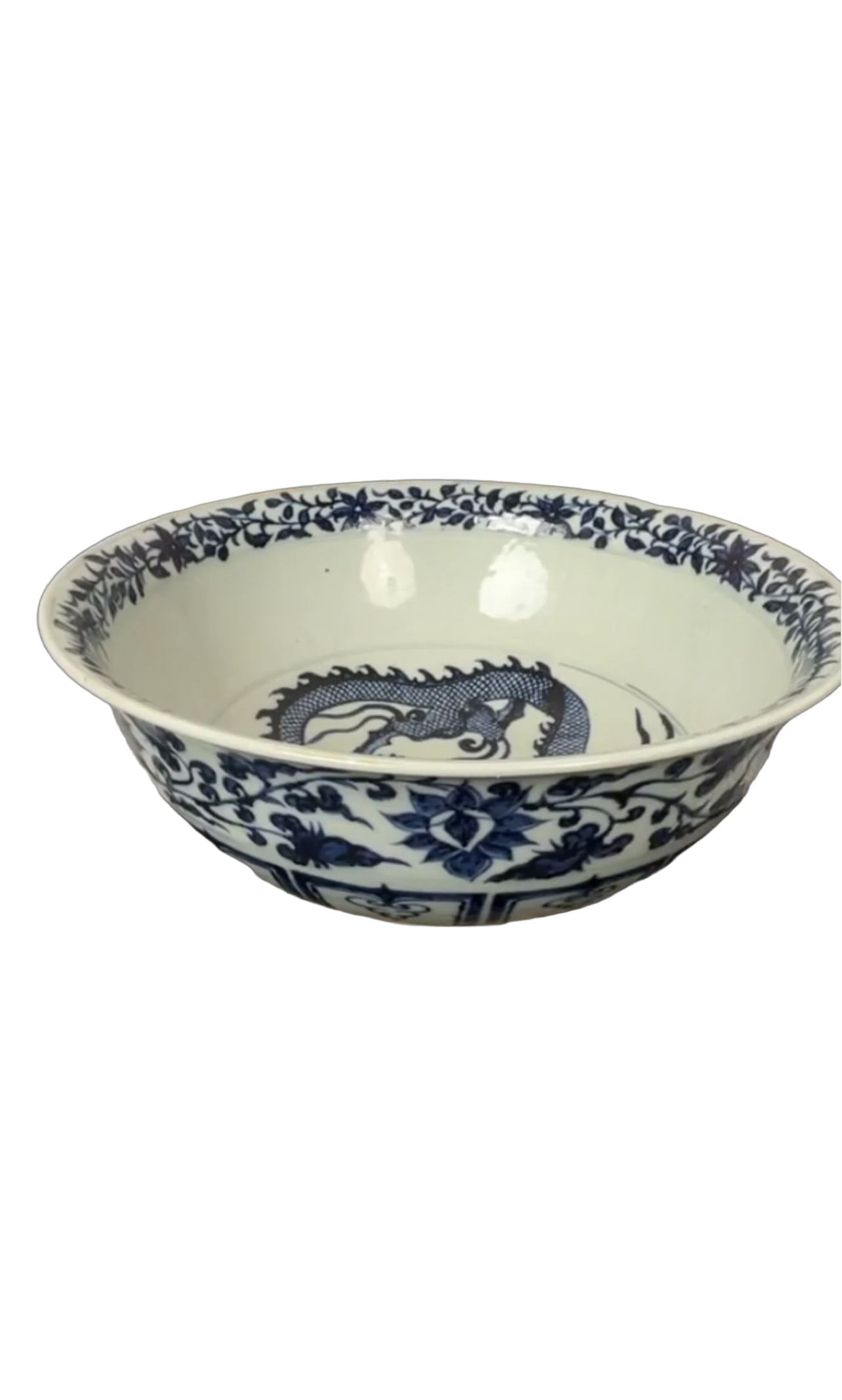 Yuan 14th C Blue & White Dragon Bowl (1 of 14)