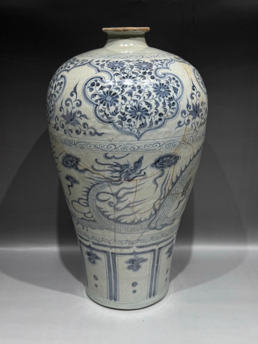 Yuan 13th C Blue and White Dragon Mei Vase (1 of 16)