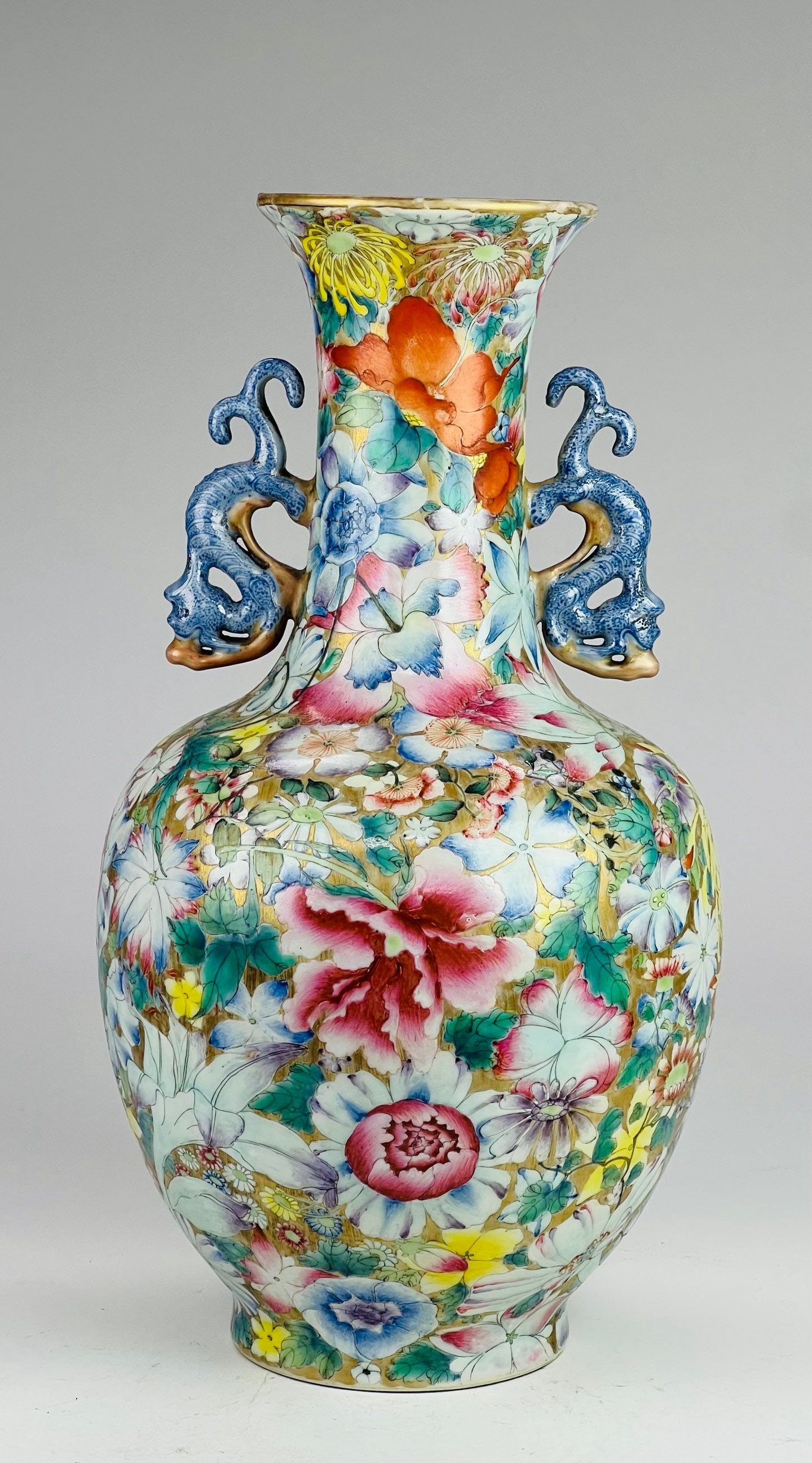 Qing Jiaqing (19th C) Famille-Rose ‘Hundred Flowers’ Vase (1 of 17)