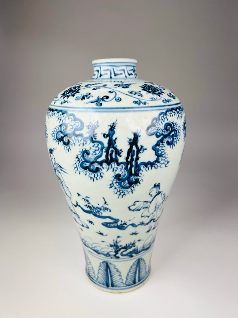 Ming (15th C) Blue and White Figural Meiping (1 of 17)