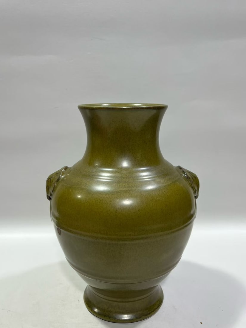 Qianlong 18th C Tea-Dust Glazed Double-Handle Zun (1 of 15)