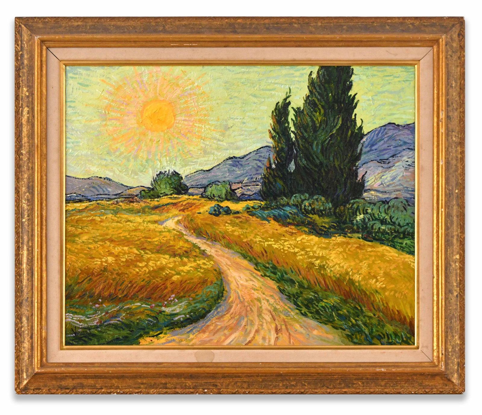 Vincent van Gogh (1853-1890), Attributed to, Oil on Canvas: VINCENT VAN GOGH (1853-1890), ATTRIBUTED TO, OIL ON CANVAS Dimensions: Image size: 53 x 65 cm. All measured values are approximate. Outer frame size: 70.7 x 82.8 cm. All measured values are