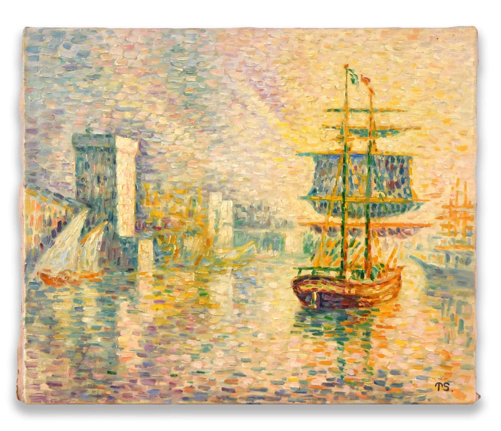 Paul Signac (1863-1935), Attributed to, Oil on Canvas: PAUL SIGNAC (1863-1935), ATTRIBUTED TO, OIL ON CANVAS Dimensions: Image size: 45.8 x 53.3 cm. All measured values are approximate. Provenance and Authenticity: This painting is presented in the