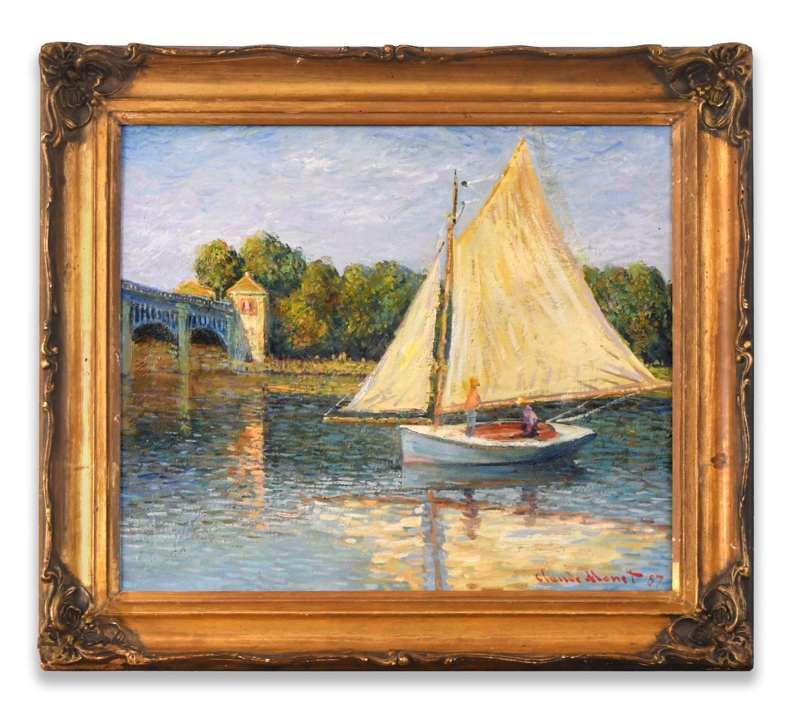 Claude Monet (1840-1926), Attributed to, Oil on Canvas: CLAUDE MONET (1840-1926), ATTRIBUTED TO, OIL ON CANVAS Dimensions: Image size: 45.5 x 52.8 cm. All measured values are approximate. Outer frame size: 59.4 x 66.9 cm. All measured values are