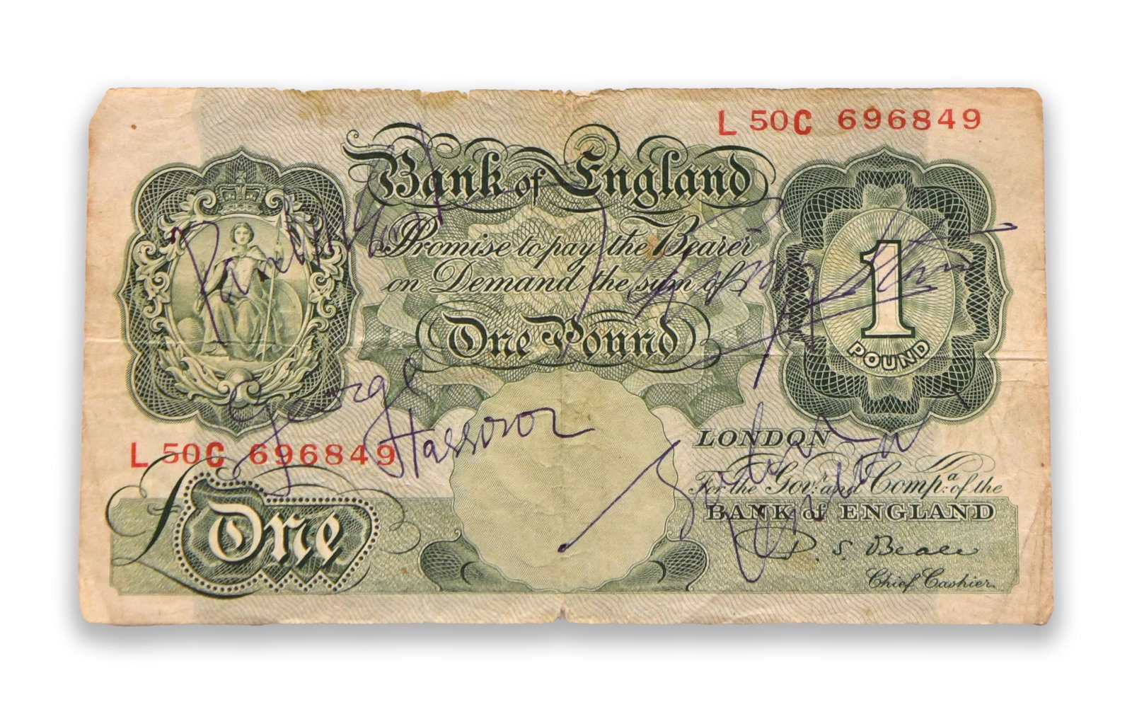 THE BEATLES - Signed Bank of England One Pound Note (1 of 2)