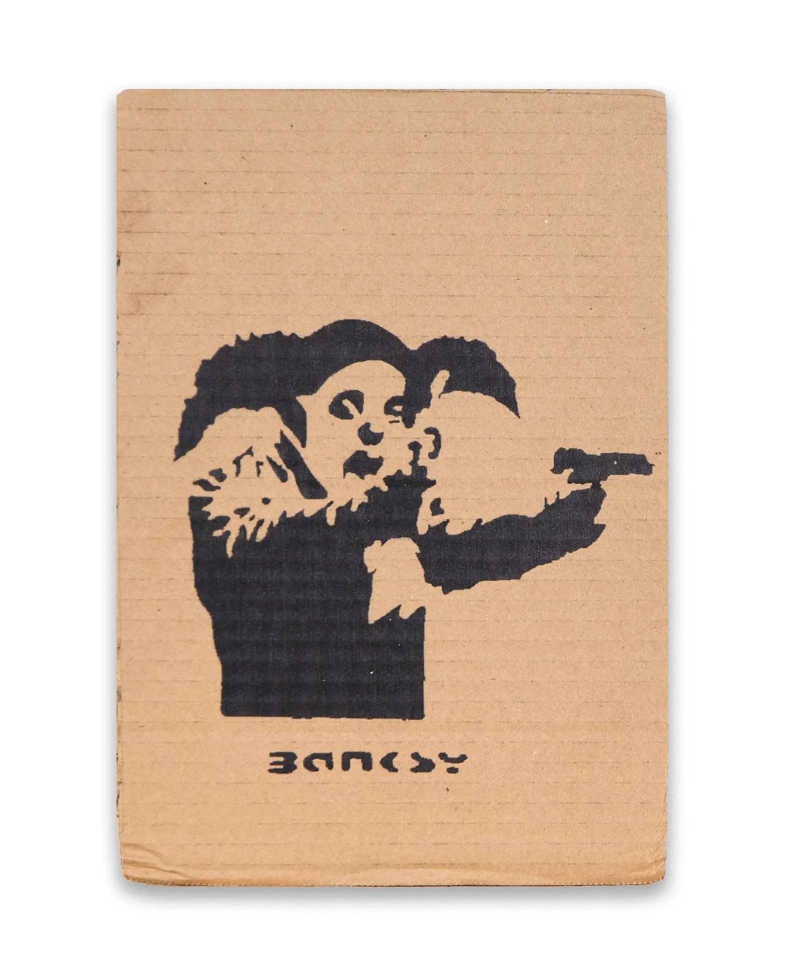 Banksy, Monkey with Pistol Stencil Spray Artwork on Cardboard (1 of 1)