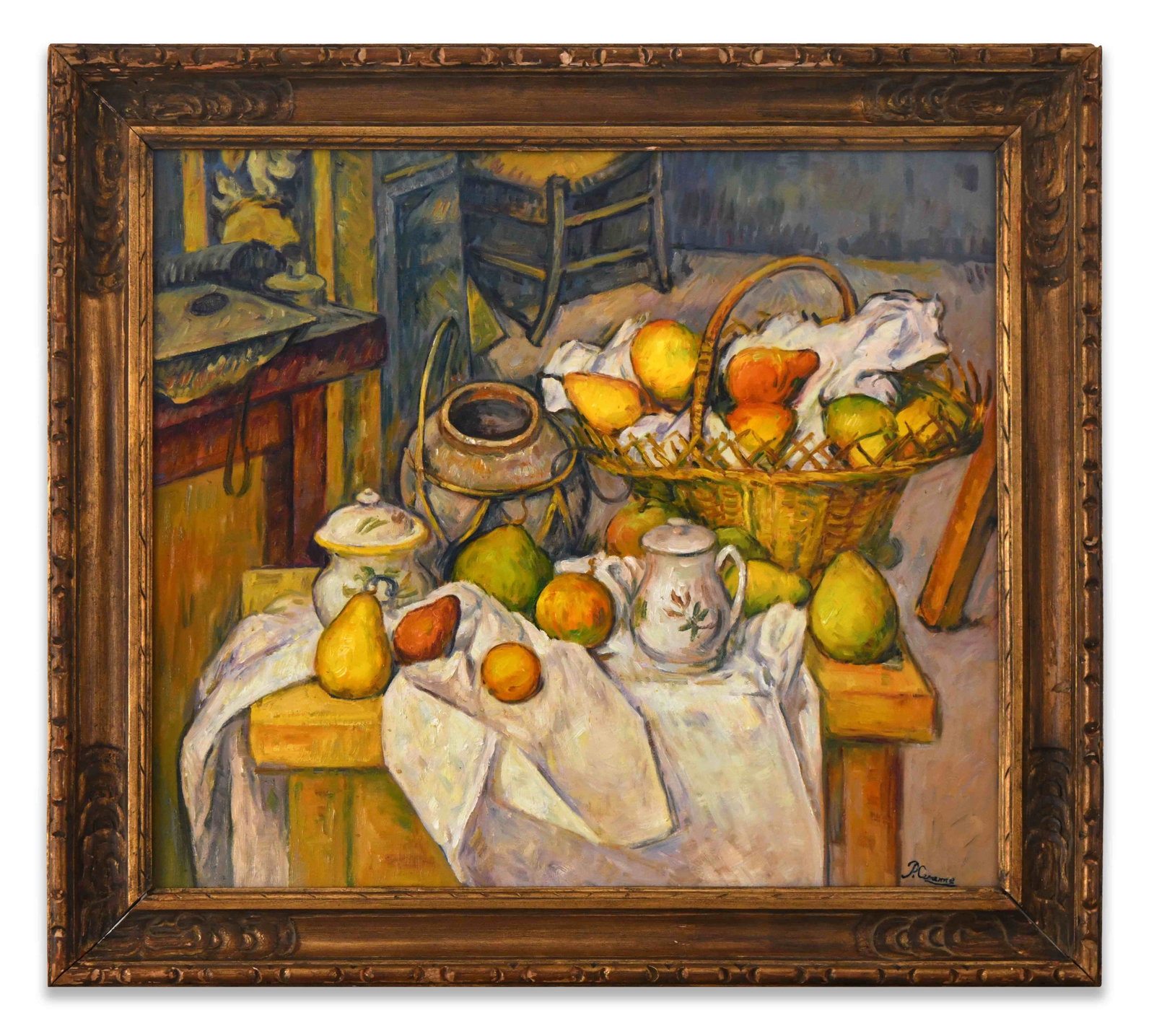Paul CEzanne (1839-1906), Attributed to, Oil on Canvas: PAUL CeZANNE (1839-1906), ATTRIBUTED TO, OIL ON CANVAS Dimensions: Image size: 60.2 x 68.4 cm. All measured values are approximate. Outer frame size: 73.9 x 82.5 cm. All measured values are approximat