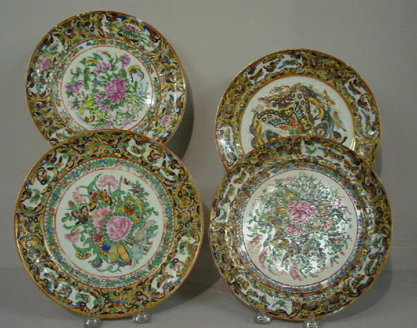 FOUR ORIENTAL EXPORT PLATES. All have 1000 Butterfly