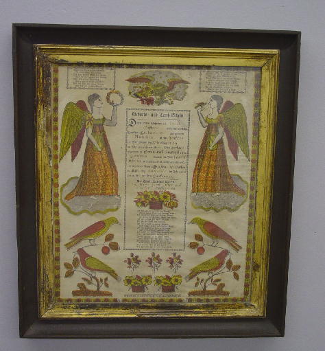 PENNSYLVANIA FRAKTUR. Printed and handcolored with