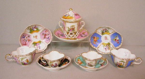 FOURTEEN PIECES OF HANDPAINTED DRESDEN CHINA. Cover