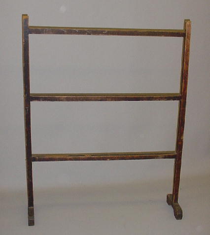 HERB DRYING RACK. Poplar and pine with an old dark: HERB DRYING RACK. Poplar and pine with an old dark surface. Mortised construction with shoe feet. 30 3/4"w. 39 1/4"h.