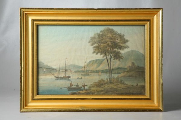 EARLY HISTORICAL PAINTING OF THE OHIO RIVER.
