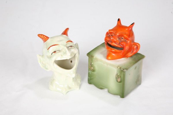 FIVE PIECES RED DEVIL PORCELAIN. Candleholder, ba - 2