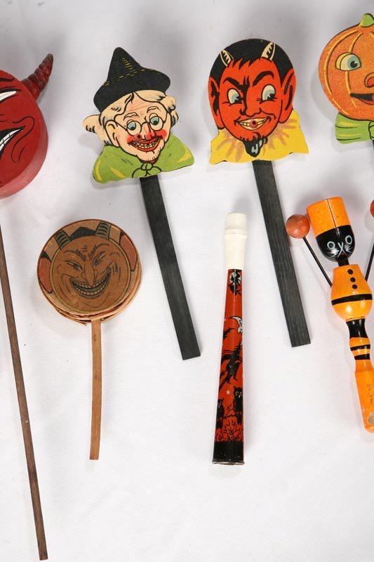 TWELVE HALLOWEEN NOISE MAKERS. Five tin lithograp - 3