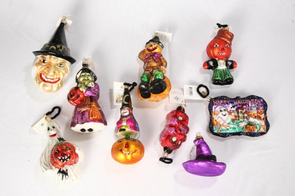 NINE RADKO HALLOWEEN ORNAMENTS. Ghost, Sleepy Hol