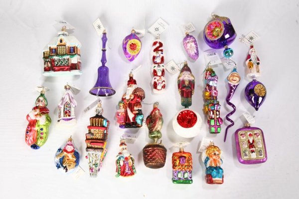 TWENTY RADKO ORNAMENTS. Mostly Christmas. Tower o