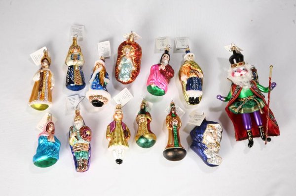 THIRTEEN RADKO ORAMENTS. St. Nicolas with cloth o