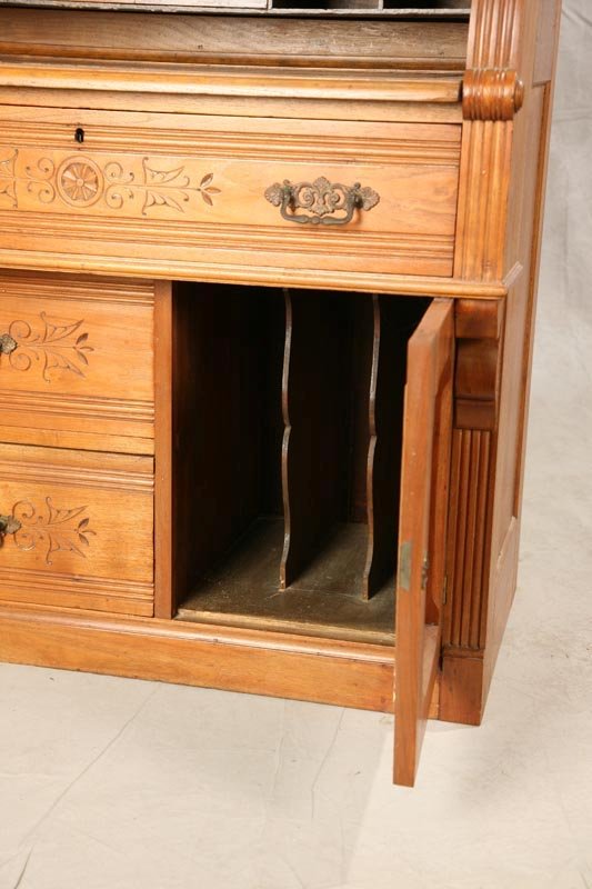 SMALL VICTORIAN CYLINDER DESK. Walnut. Fitted int - 4