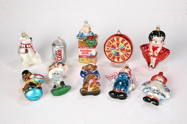 TEN POLONAISE ORNAMENTS. Raggedy Ann & Andy, two